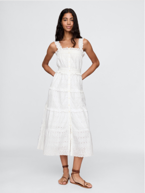 Women's White DÔEN Eyelet Maxi Dress