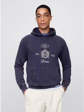 Navy/Blue DÔEN Heavyweight Raglan Logo Hoodie