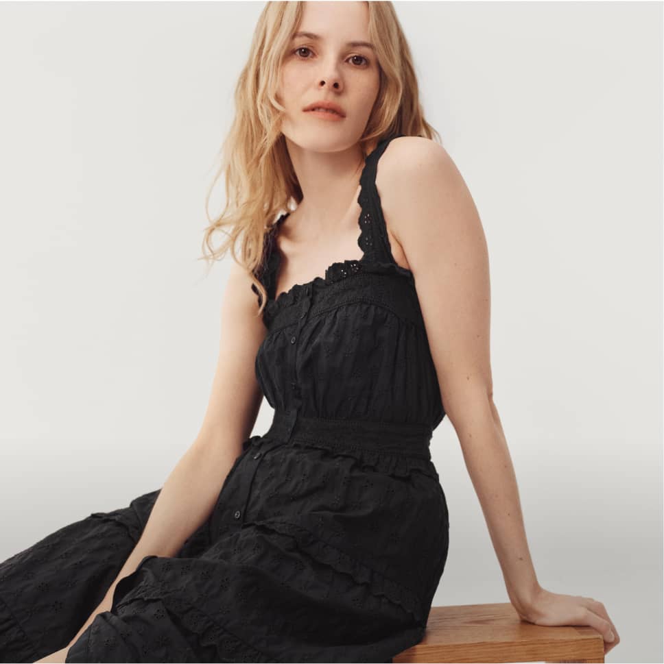 Women's Black DÔEN Eyelet Maxi Dress