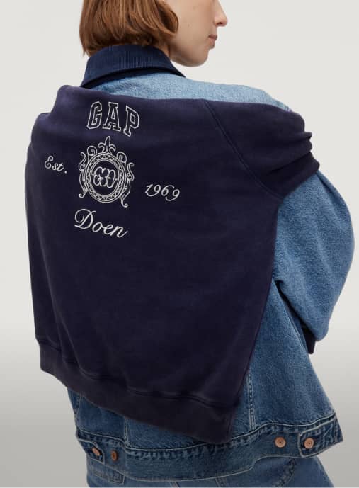 Navy/Blue DÔEN Heavyweight Raglan Logo Hoodie
