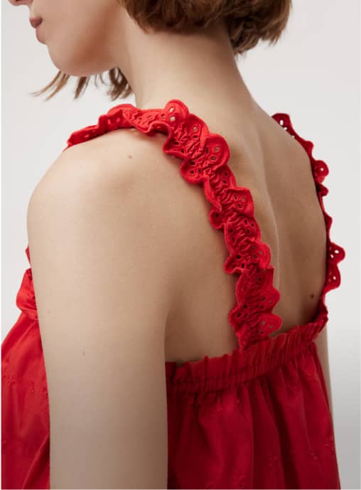 Women's Red DÔEN Eyelet Shift Mini Dress