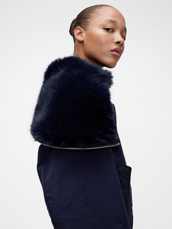Faux Fur-Lined Crop Bomber Jacket
