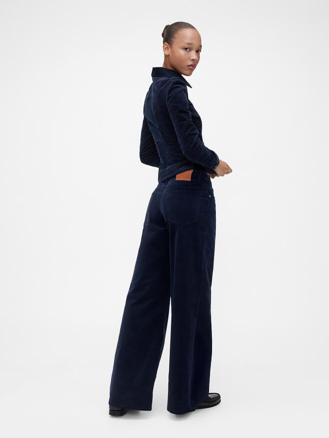 Low Rise Corduroy Wide-Leg Trousers