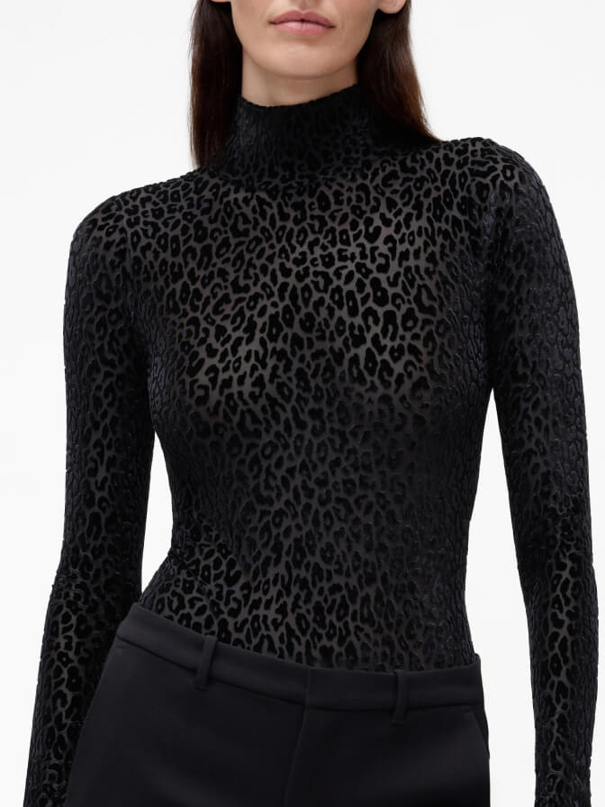 Burnout Velvet Leopard Bodysuit